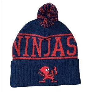 Rare new Rocksmith Ninjas beanie hat red blue pom